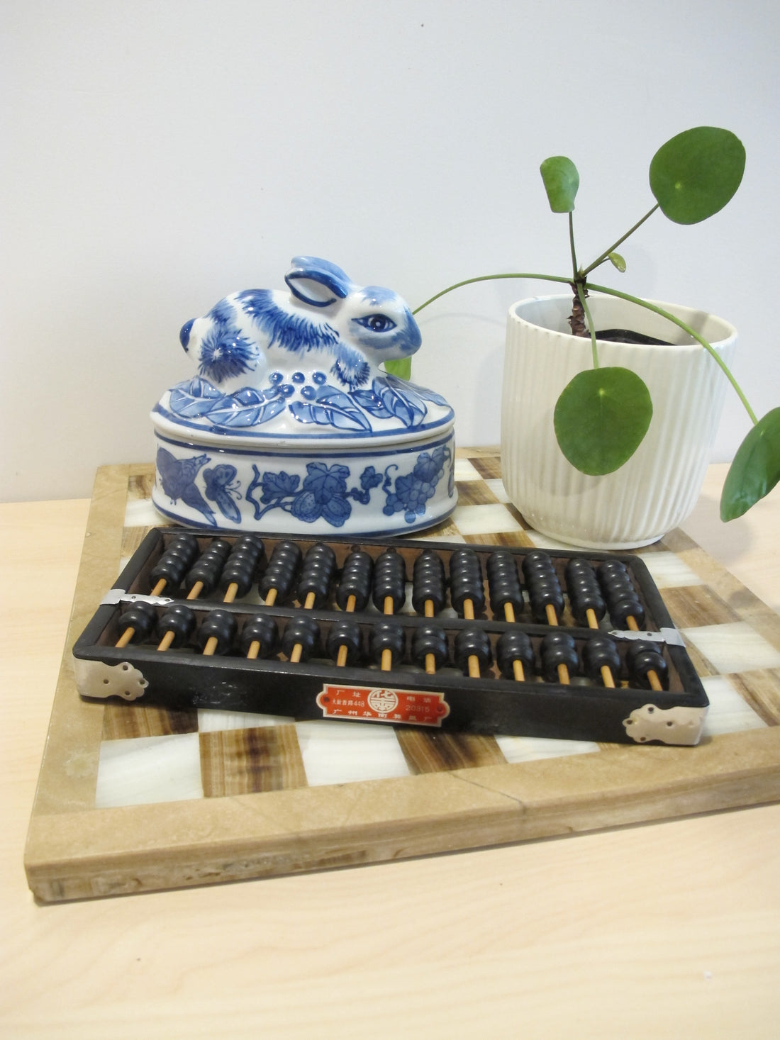 Porcelain Bunny Rabbit Box Blue and White Porcelain