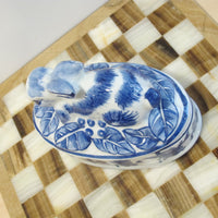 Porcelain Bunny Rabbit Box Blue and White Porcelain