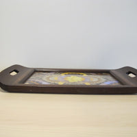 Butterfly Wing Tray From Brazil with Hand Carved Wood Frame and Glass Top