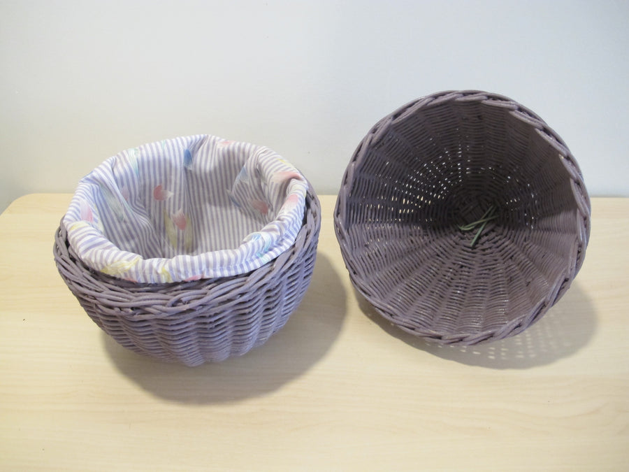 Woven Eggplant Basket Box with Fabric Liner