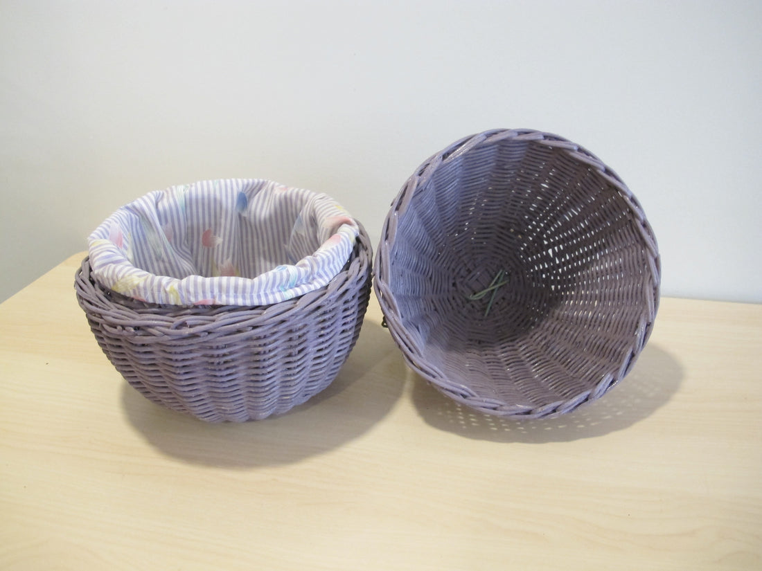 Woven Eggplant Basket Box with Fabric Liner