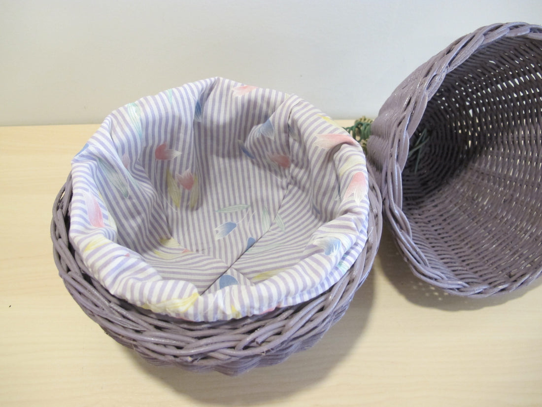 Woven Eggplant Basket Box with Fabric Liner