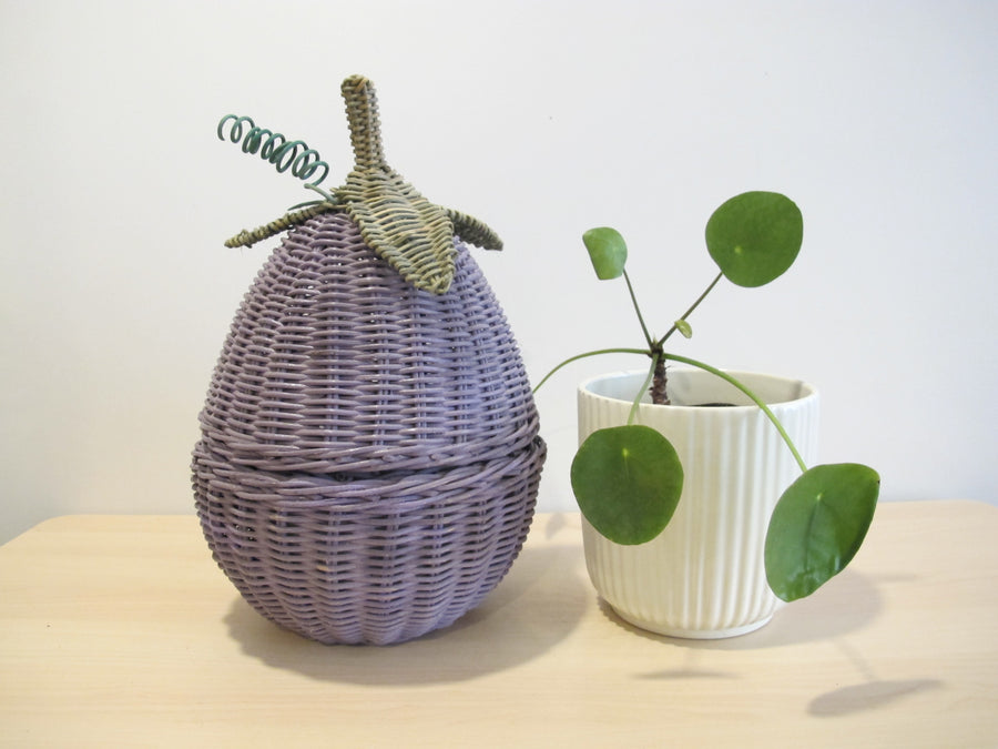 Woven Eggplant Basket Box with Fabric Liner
