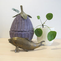 Woven Eggplant Basket Box with Fabric Liner