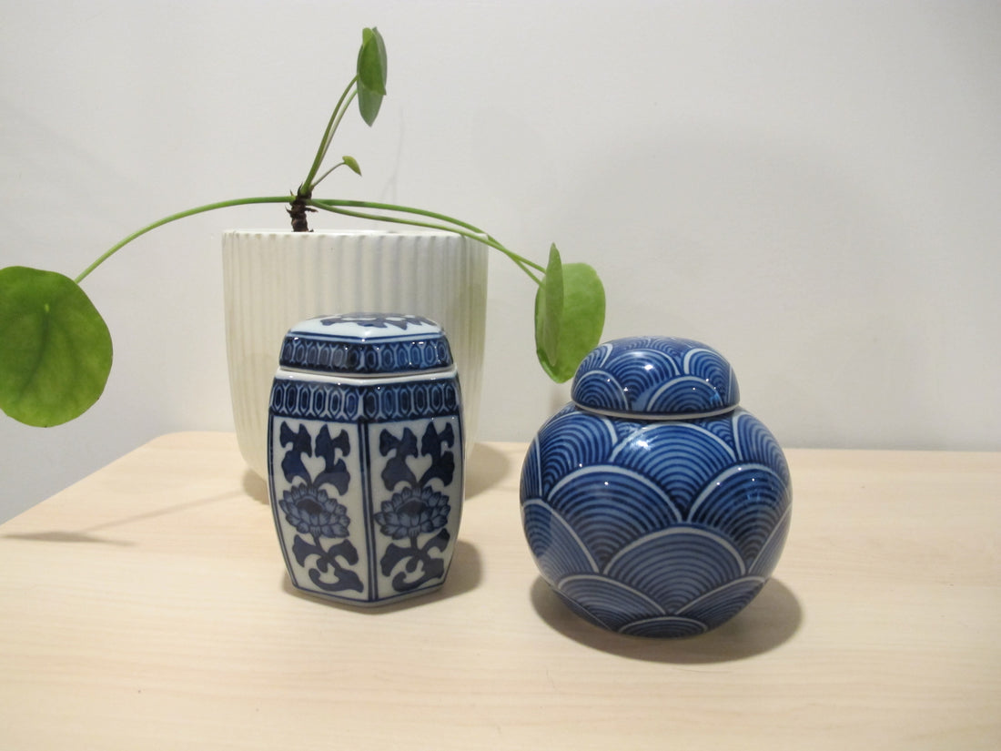 Porcelain Vase Boxes Blue and White Porcelain Fish Frog Turtle Ginger Jar