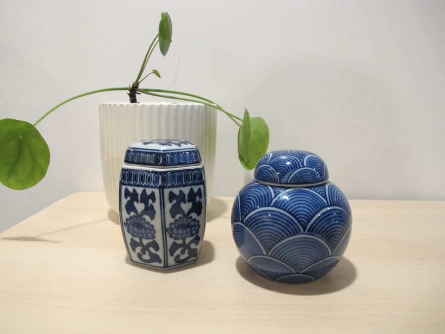 Porcelain Vase Boxes Blue and White Porcelain Fish Frog Turtle Ginger Jar