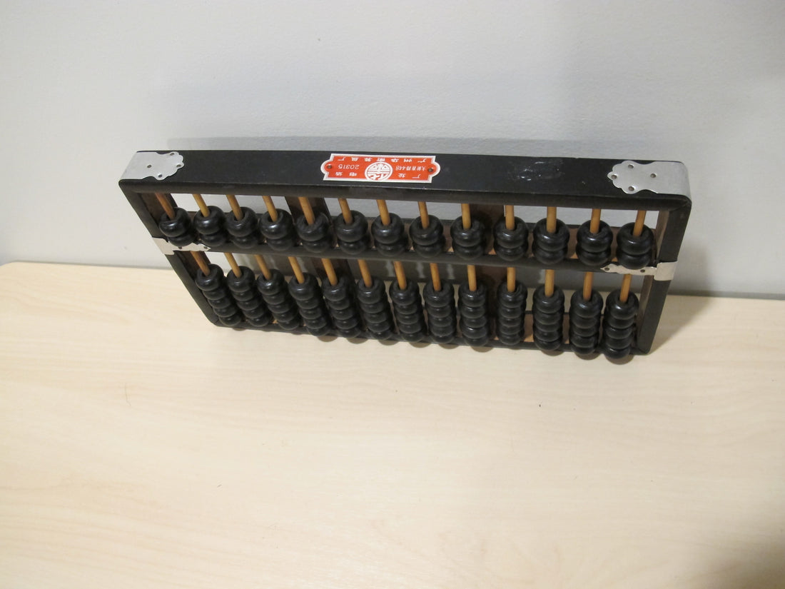 Wood Abacus Vintage Metal and Black Enamel Wood 1976