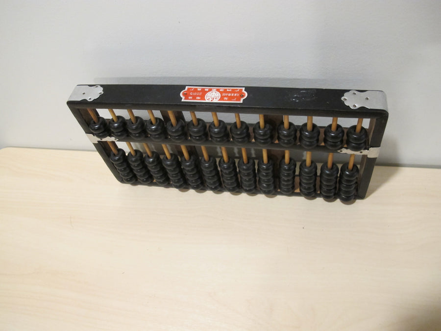 Wood Abacus Vintage Metal and Black Enamel Wood 1976