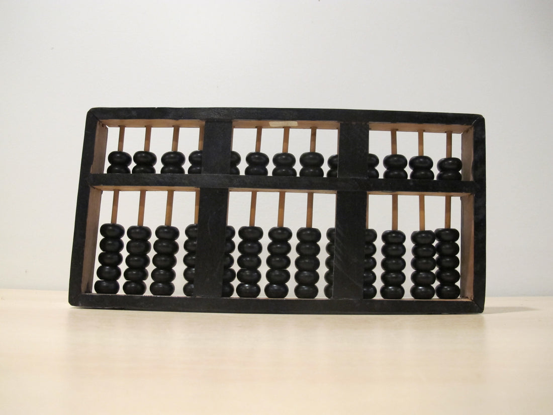 Wood Abacus Vintage Metal and Black Enamel Wood 1976