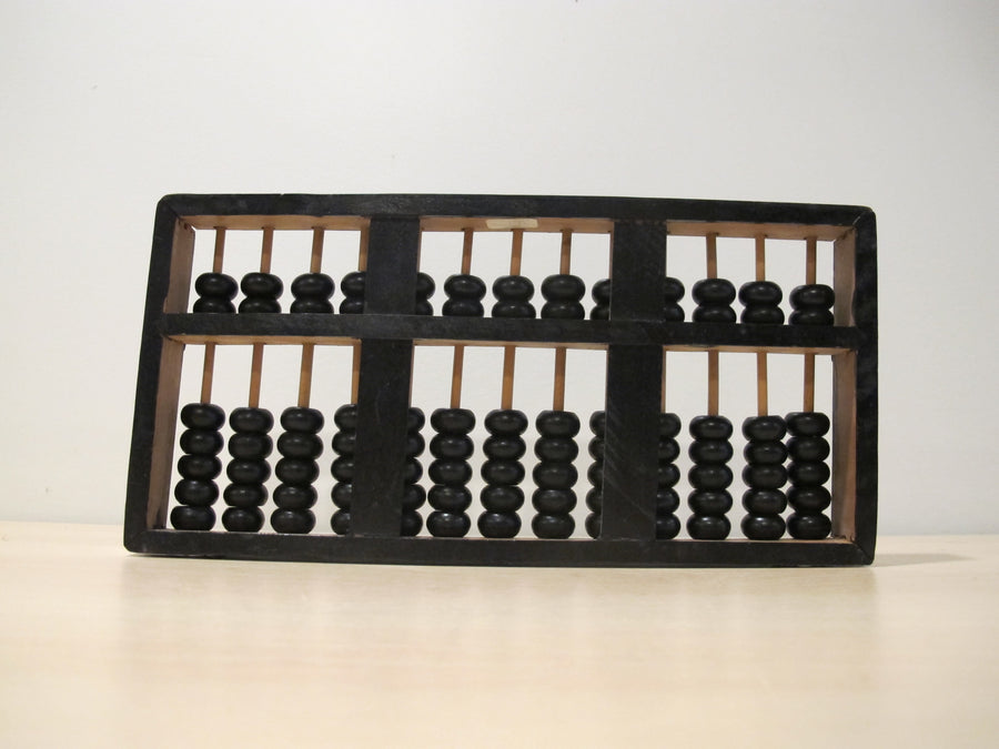 Wood Abacus Vintage Metal and Black Enamel Wood 1976