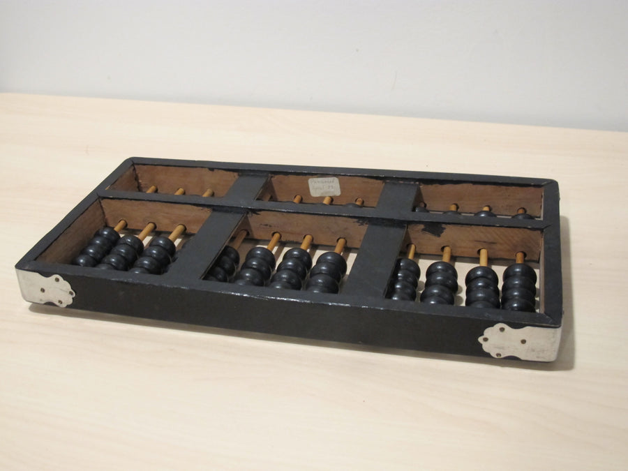 Wood Abacus Vintage Metal and Black Enamel Wood 1976