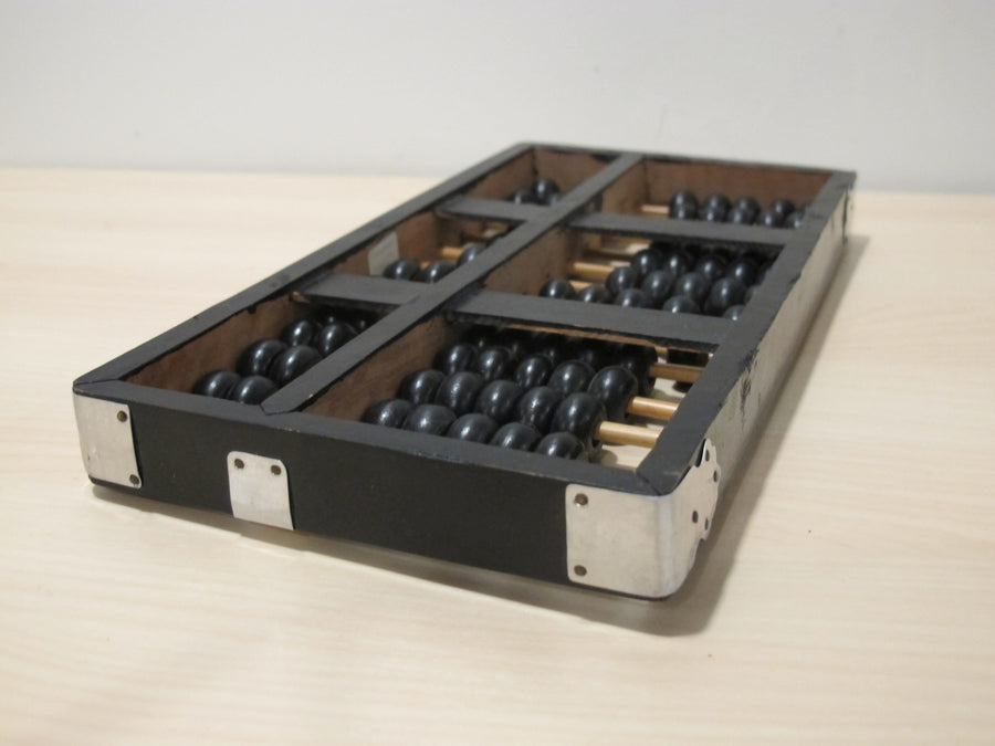 Wood Abacus Vintage Metal and Black Enamel Wood 1976