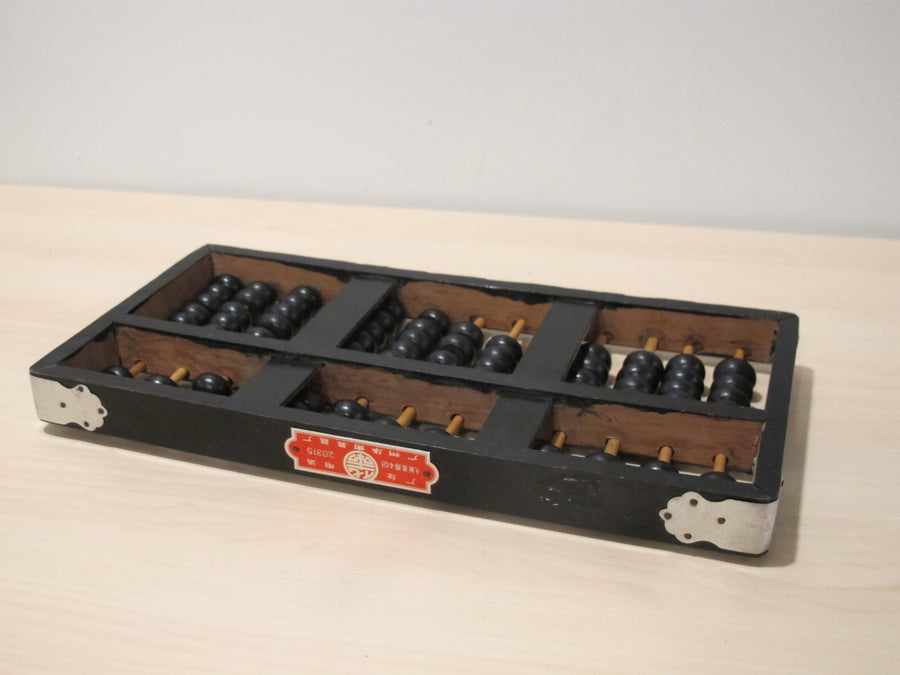 Wood Abacus Vintage Metal and Black Enamel Wood 1976