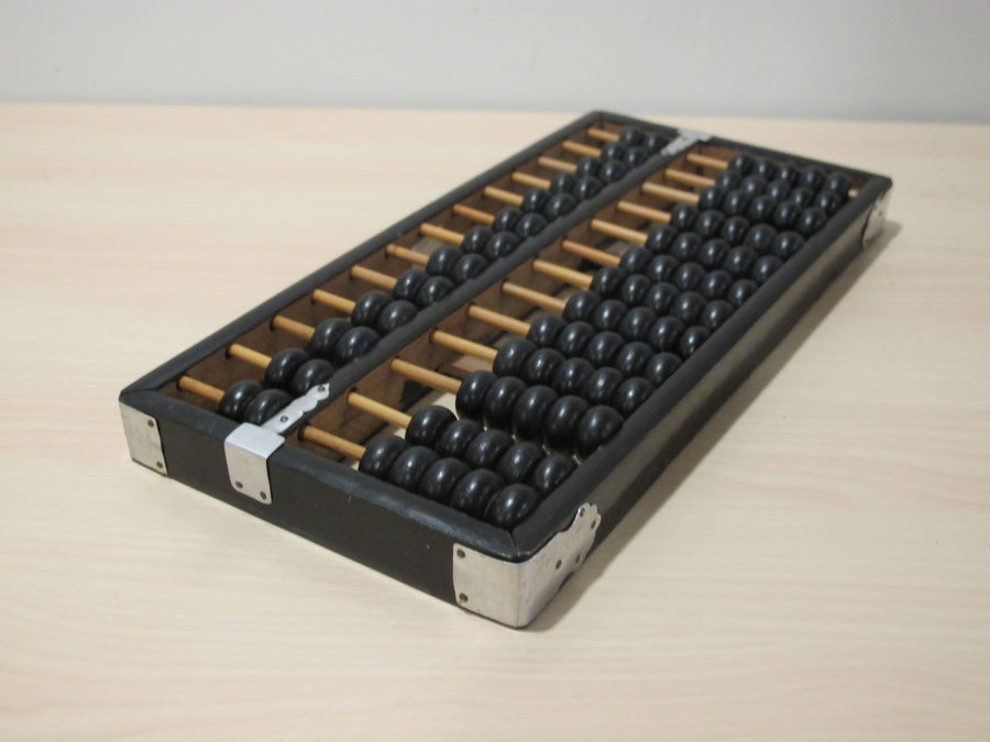 Wood Abacus Vintage Metal and Black Enamel Wood 1976