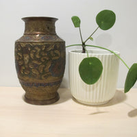 Cast Enameled Brass Vase Antique Made in Japan