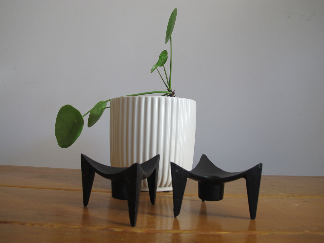 Cast Iron Candle Holders Midcentury (Set of 2)