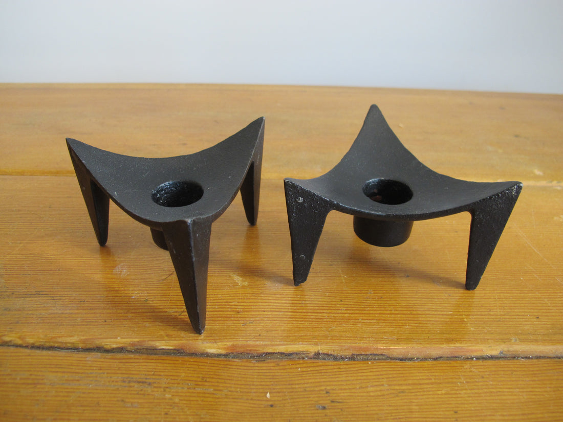 Cast Iron Candle Holders Midcentury (Set of 2)