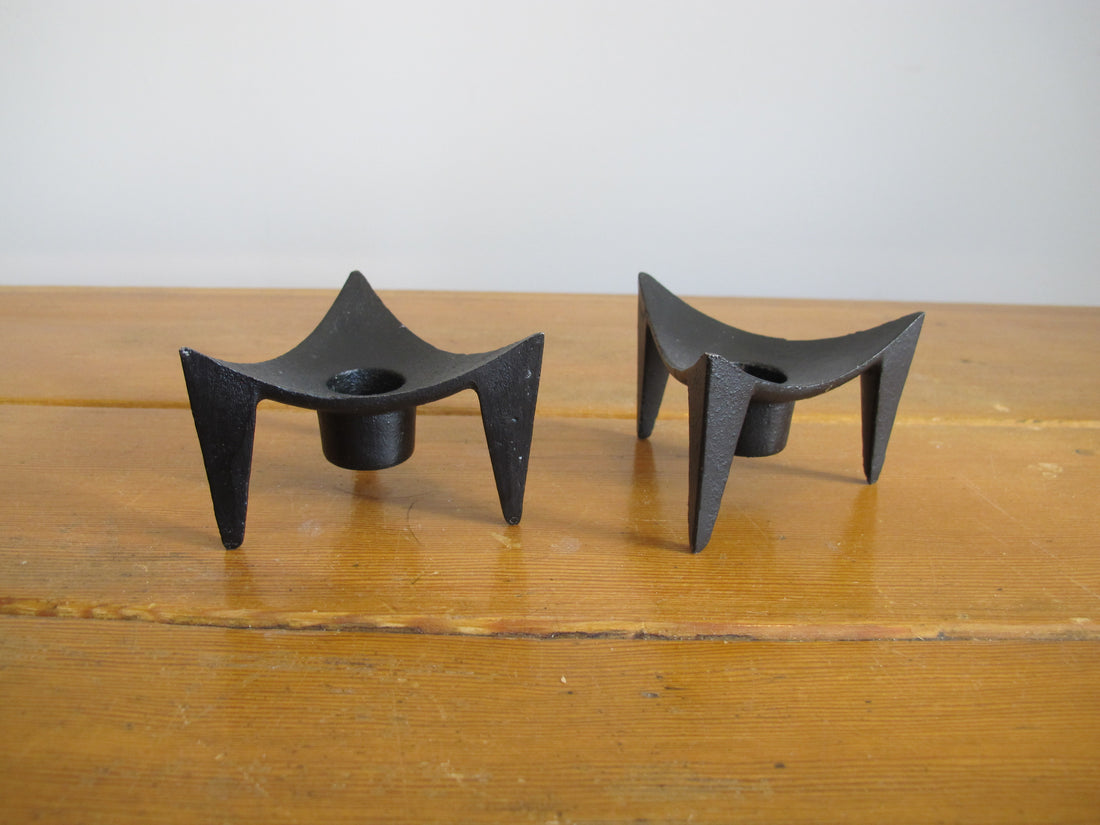 Cast Iron Candle Holders Midcentury (Set of 2)