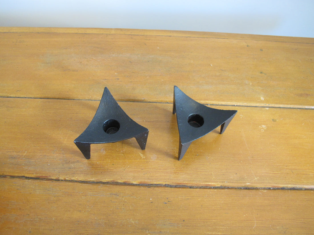 Cast Iron Candle Holders Midcentury (Set of 2)