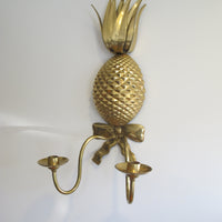 Brass Wall Pineapple Candle Holder with Bow