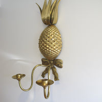 Brass Wall Pineapple Candle Holder with Bow
