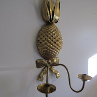 Brass Wall Pineapple Candle Holder with Bow