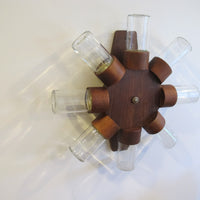 Midcentury Rotating Wall Spice Rack Danish Atomic with 8 Jars