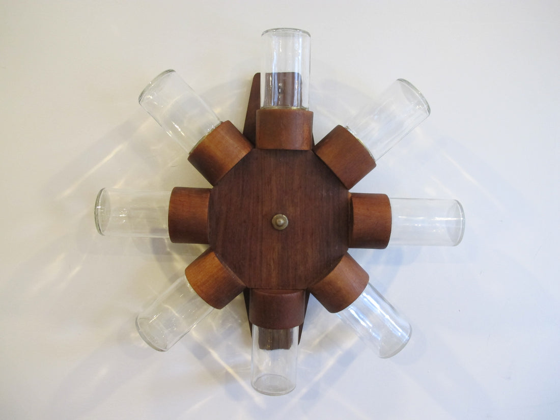 Midcentury Rotating Wall Spice Rack Danish Atomic with 8 Jars