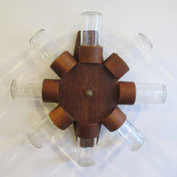 Midcentury Rotating Wall Spice Rack Danish Atomic with 8 Jars