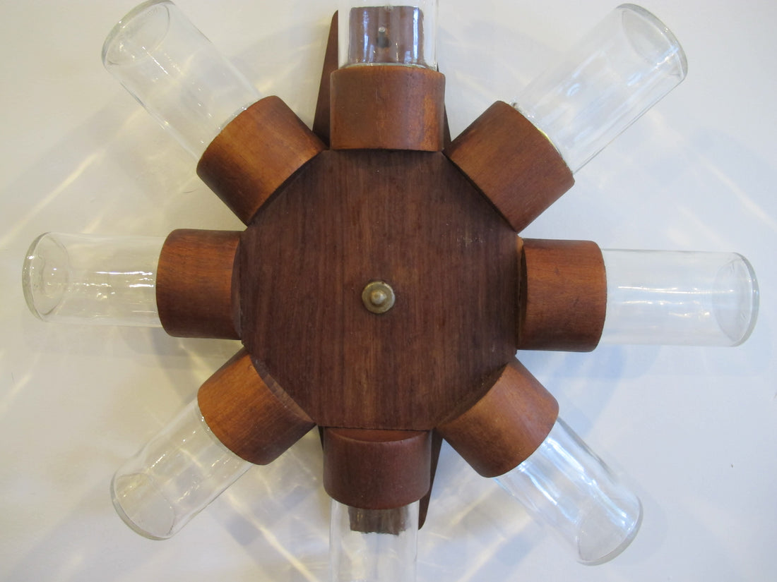 Midcentury Rotating Wall Spice Rack Danish Atomic with 8 Jars