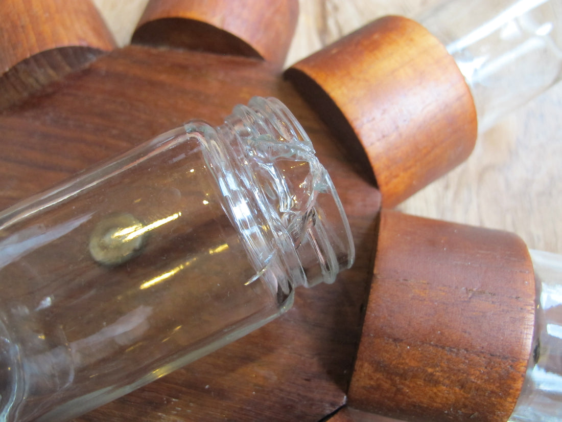 Midcentury Rotating Wall Spice Rack Danish Atomic with 8 Jars