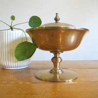 Brass Pedestal Serving Candy Dish Etched Vintage