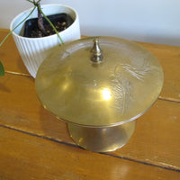 Brass Pedestal Serving Candy Dish Etched Vintage