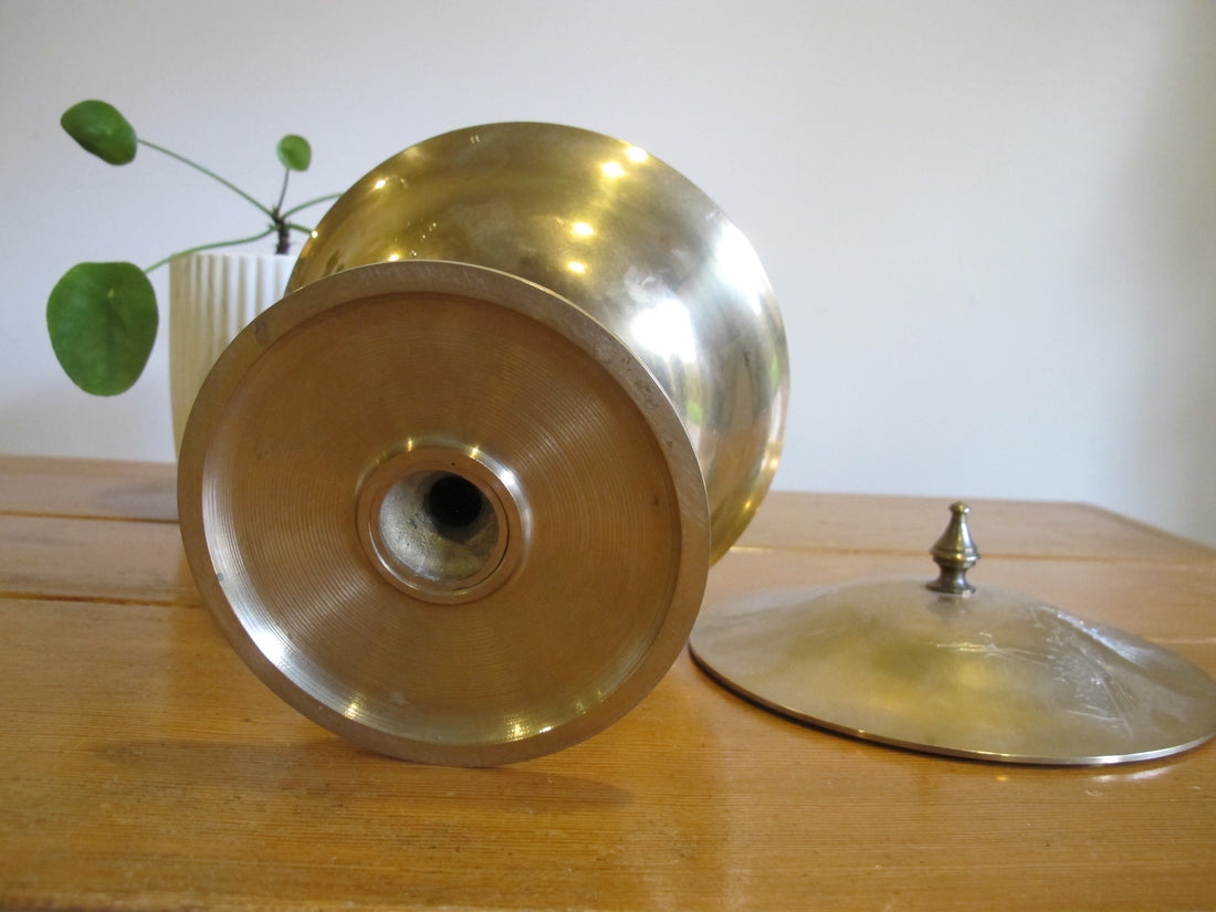 Brass Pedestal Serving Candy Dish Etched Vintage