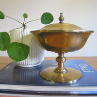 Brass Pedestal Serving Candy Dish Etched Vintage