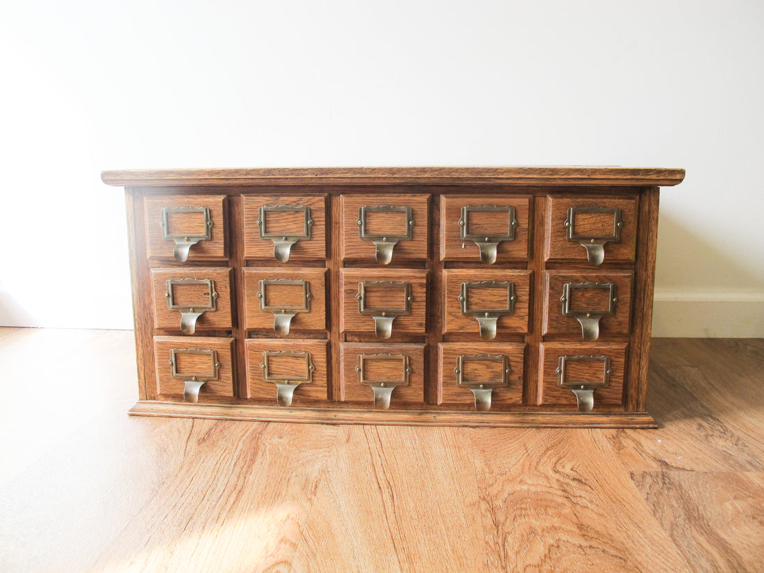 15 Drawer Hardware Cabinet Card Catalog Antique Vintage