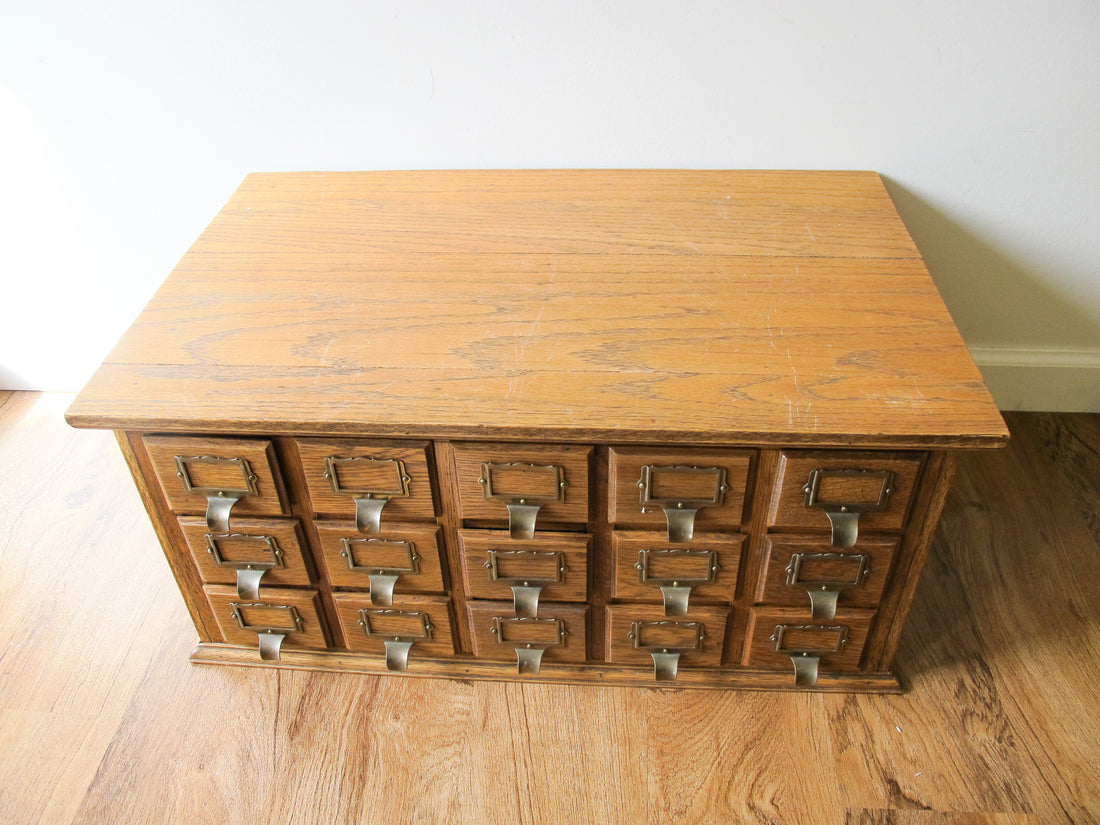 15 Drawer Hardware Cabinet Card Catalog Antique Vintage