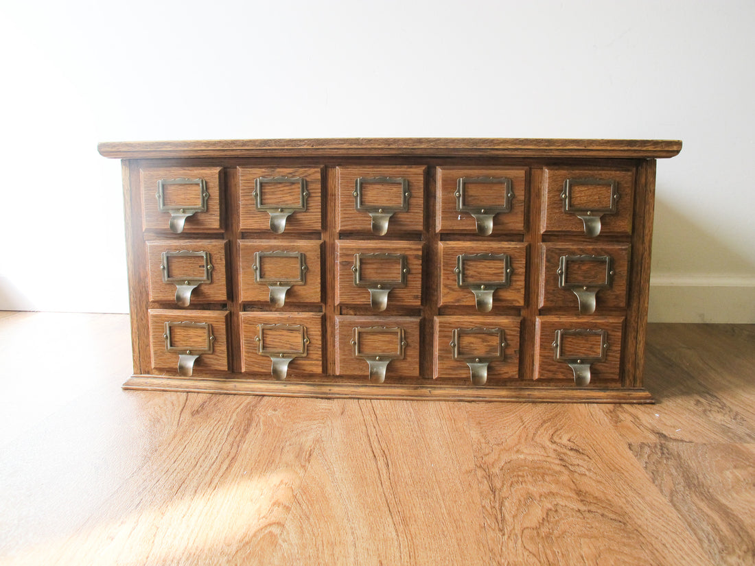 15 Drawer Hardware Cabinet Card Catalog Antique Vintage