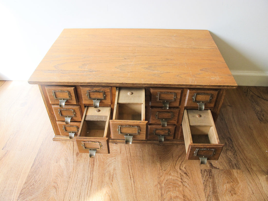 15 Drawer Hardware Cabinet Card Catalog Antique Vintage