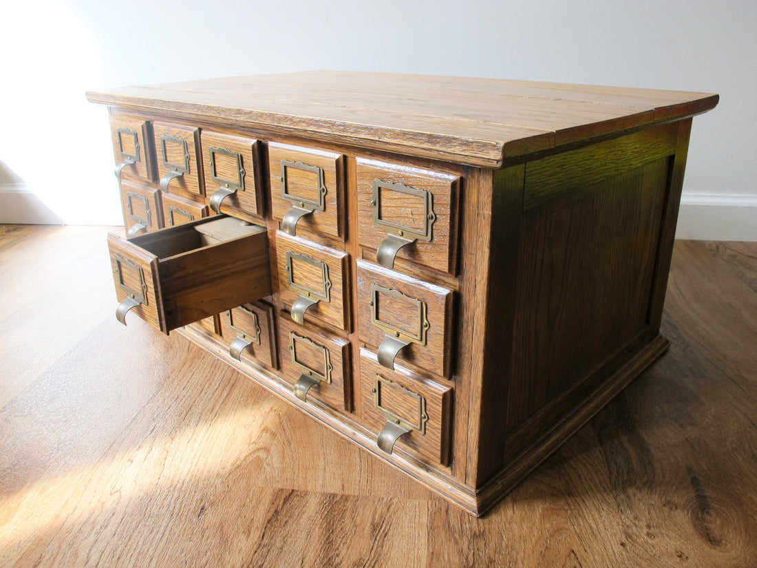 15 Drawer Hardware Cabinet Card Catalog Antique Vintage