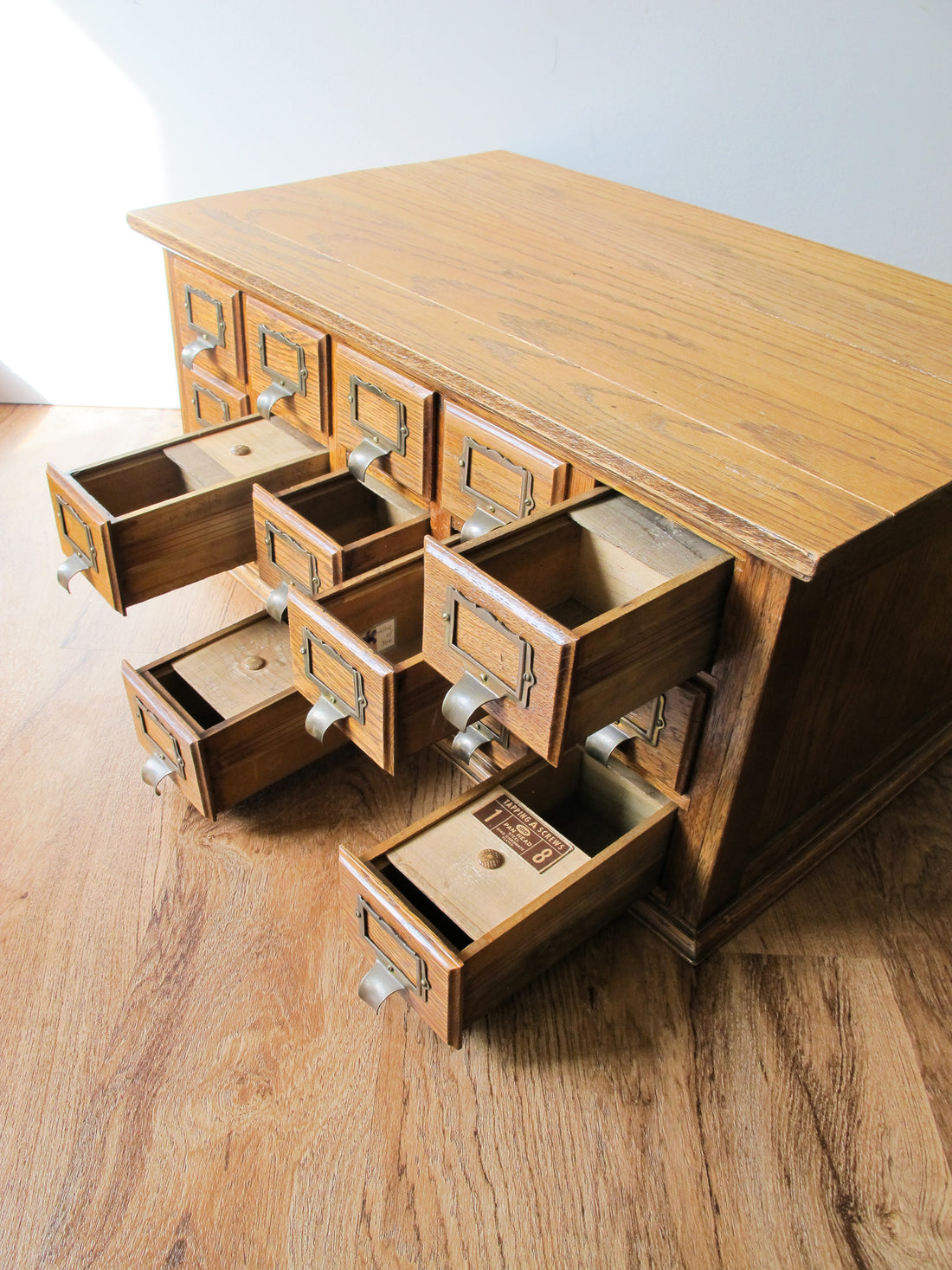 15 Drawer Hardware Cabinet Card Catalog Antique Vintage