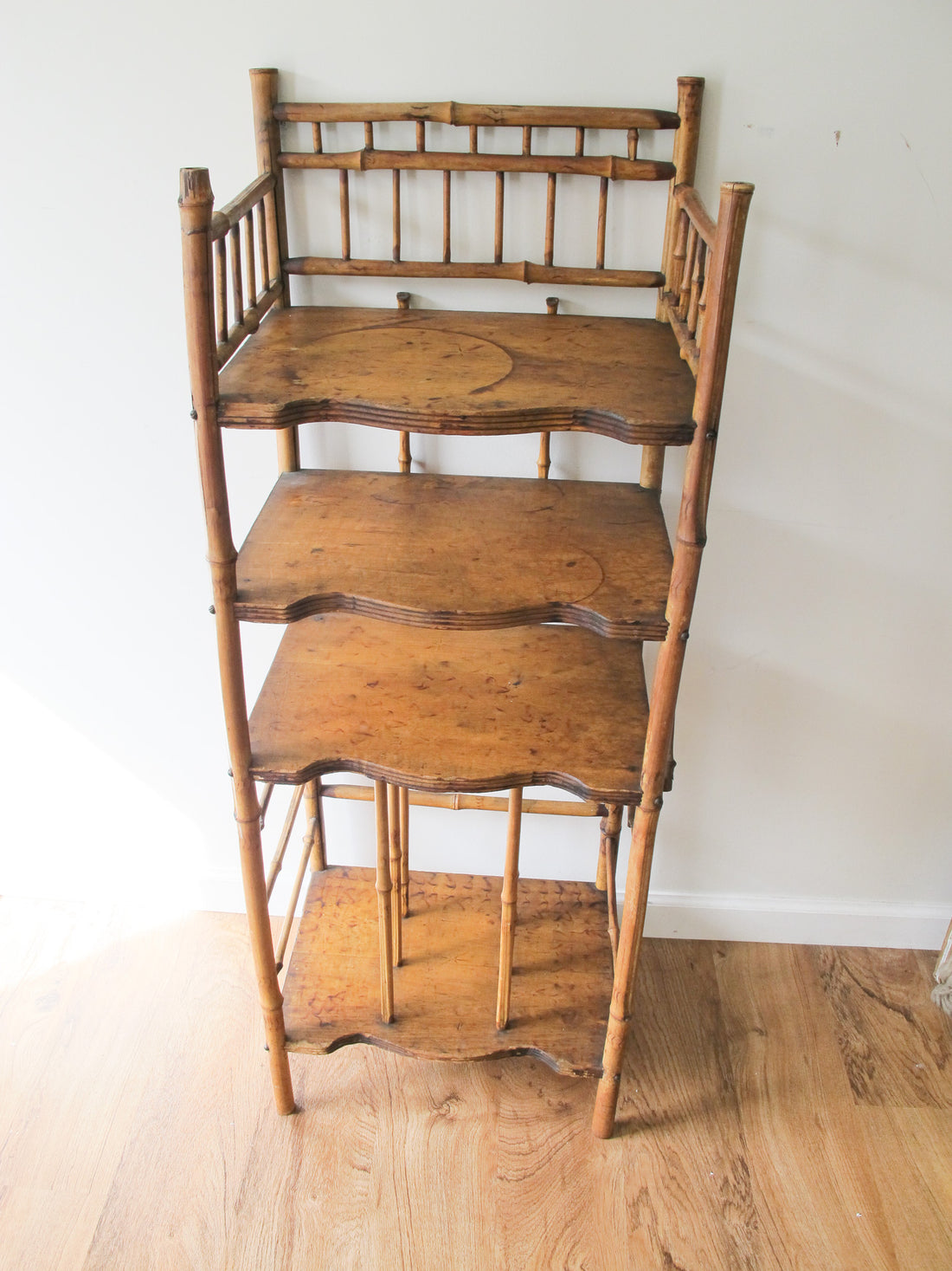 Tortoise Shell Bamboo Bookshelf Antique