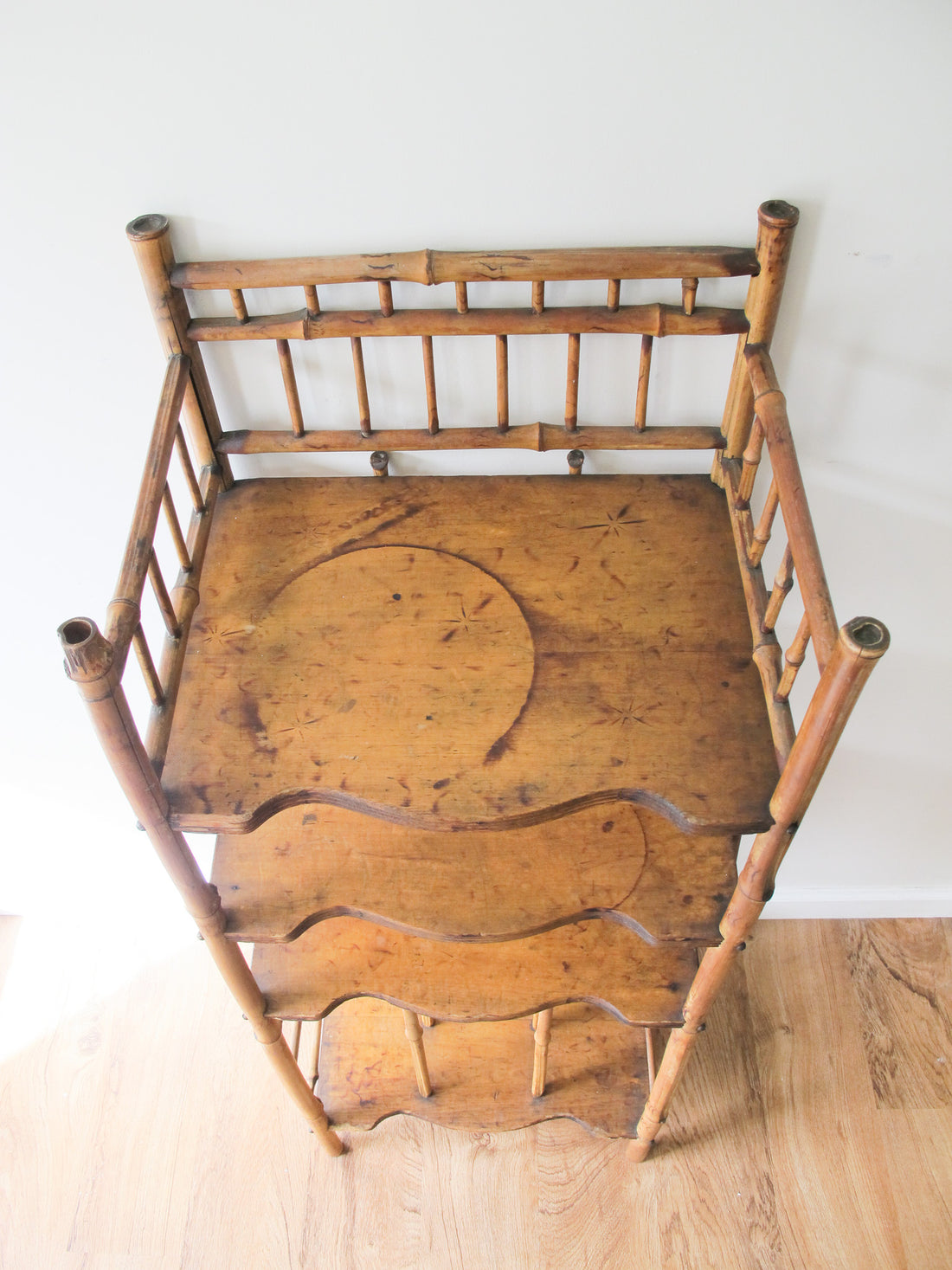 Tortoise Shell Bamboo Bookshelf Antique
