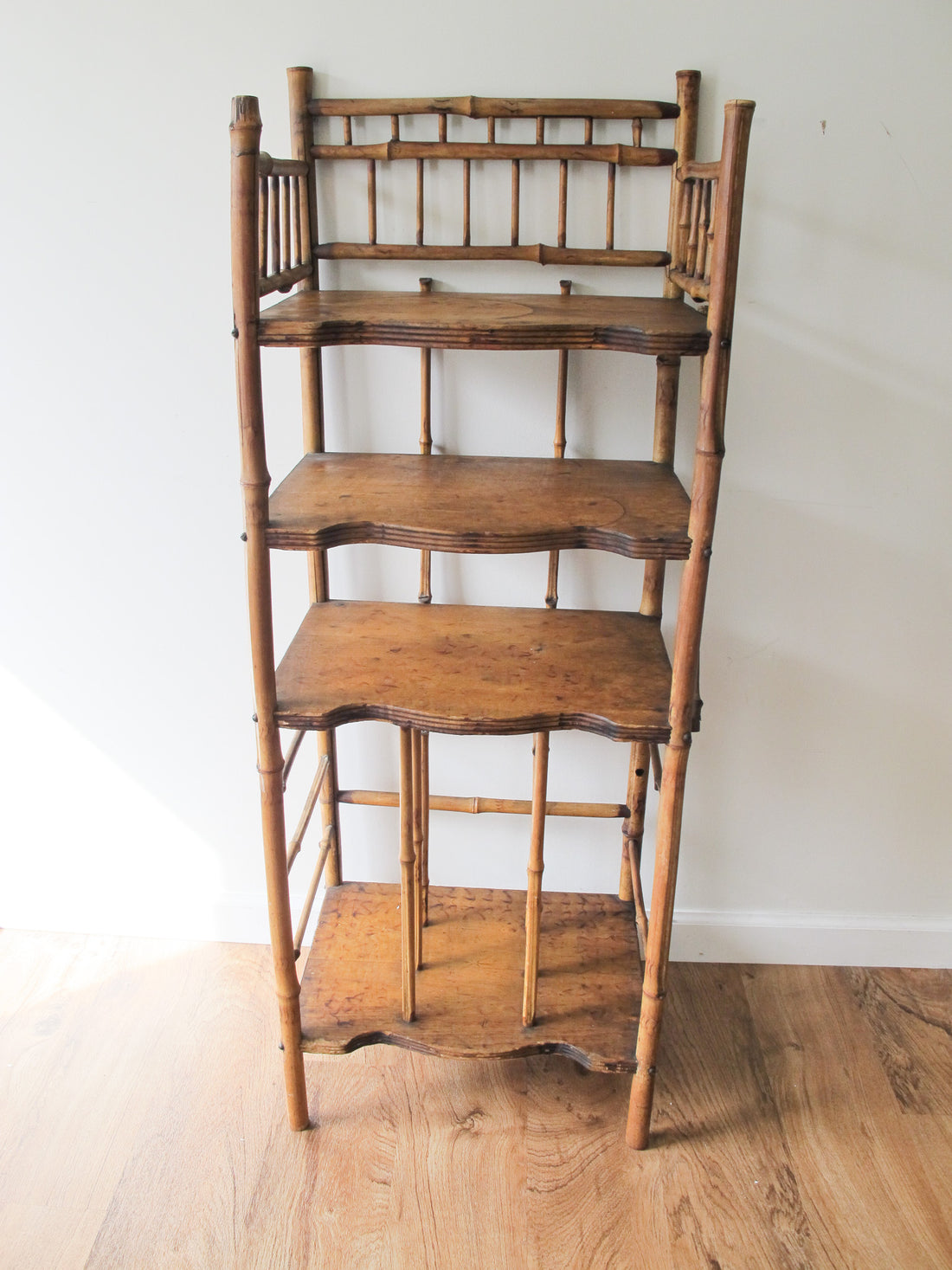 Tortoise Shell Bamboo Bookshelf Antique