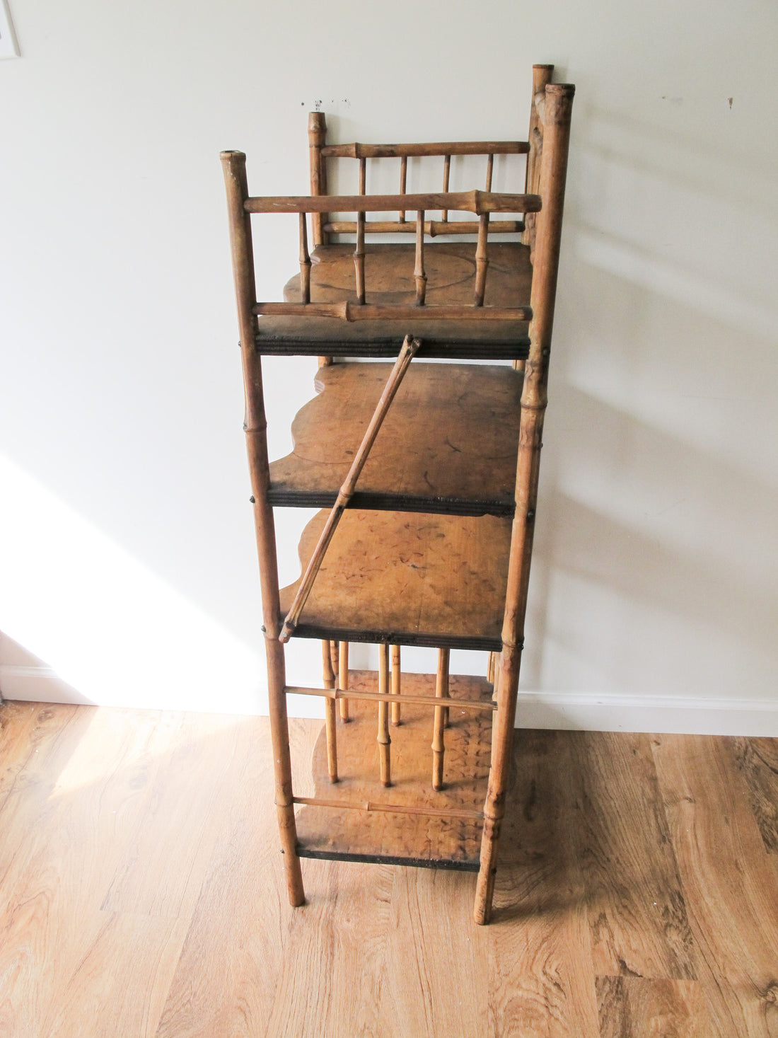Tortoise Shell Bamboo Bookshelf Antique