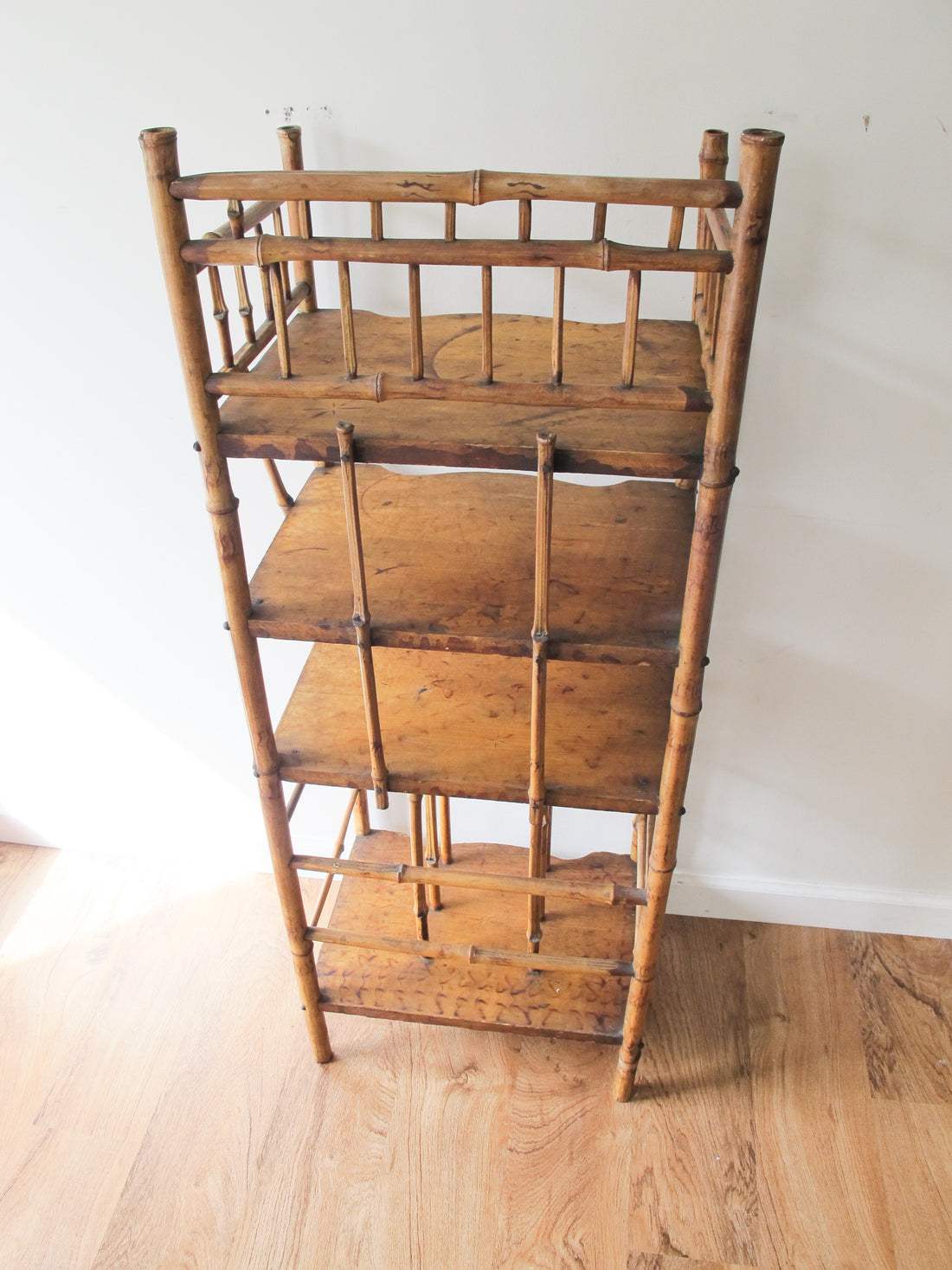 Tortoise Shell Bamboo Bookshelf Antique