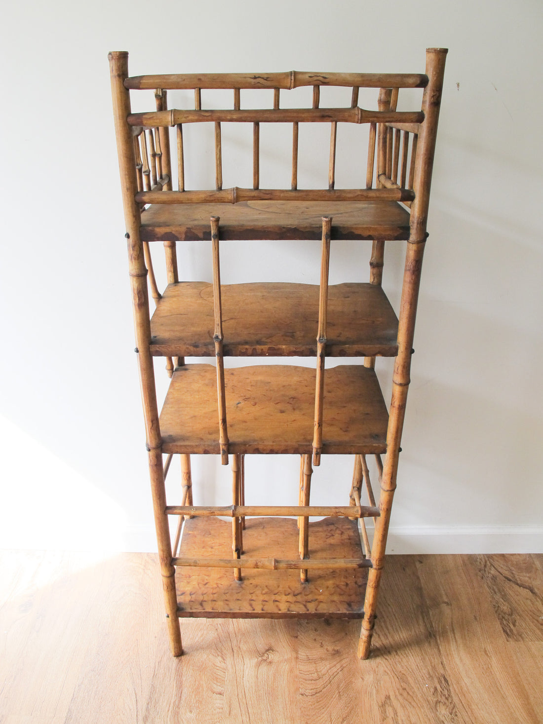 Tortoise Shell Bamboo Bookshelf Antique