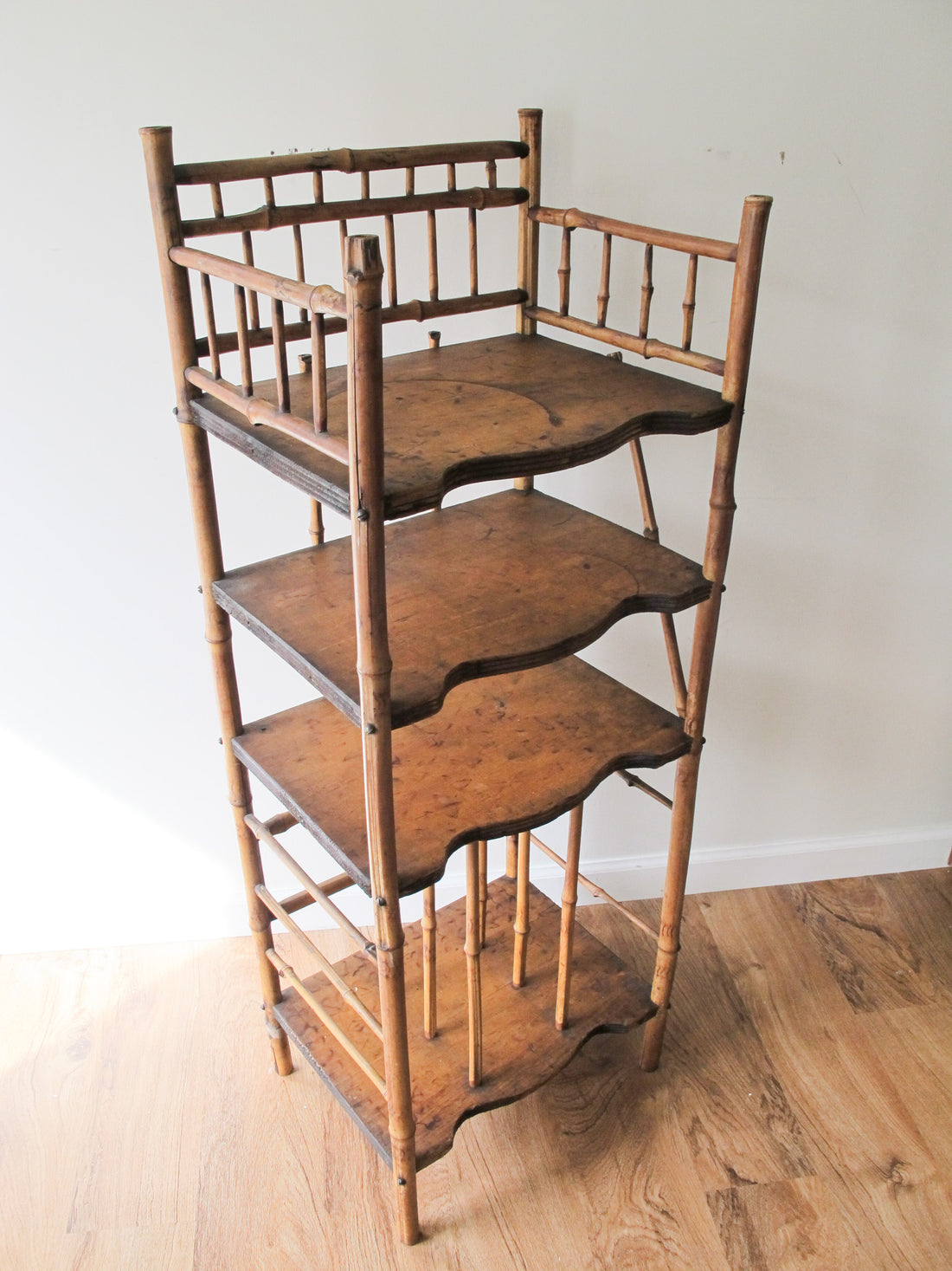 Tortoise Shell Bamboo Bookshelf Antique