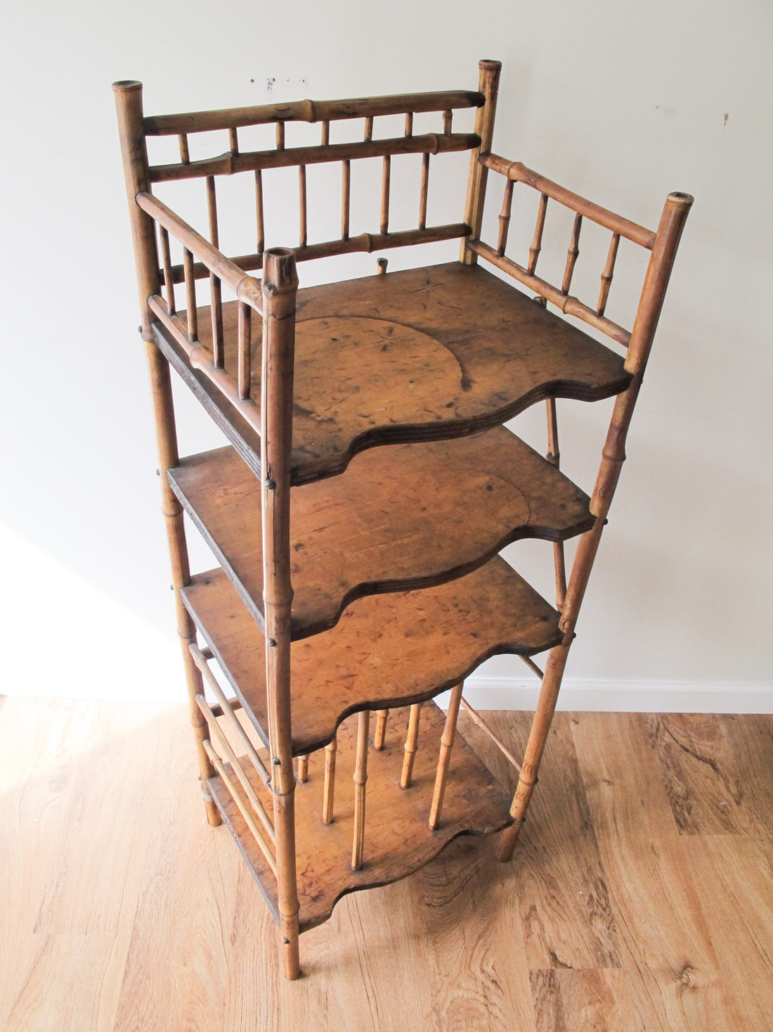 Tortoise Shell Bamboo Bookshelf Antique