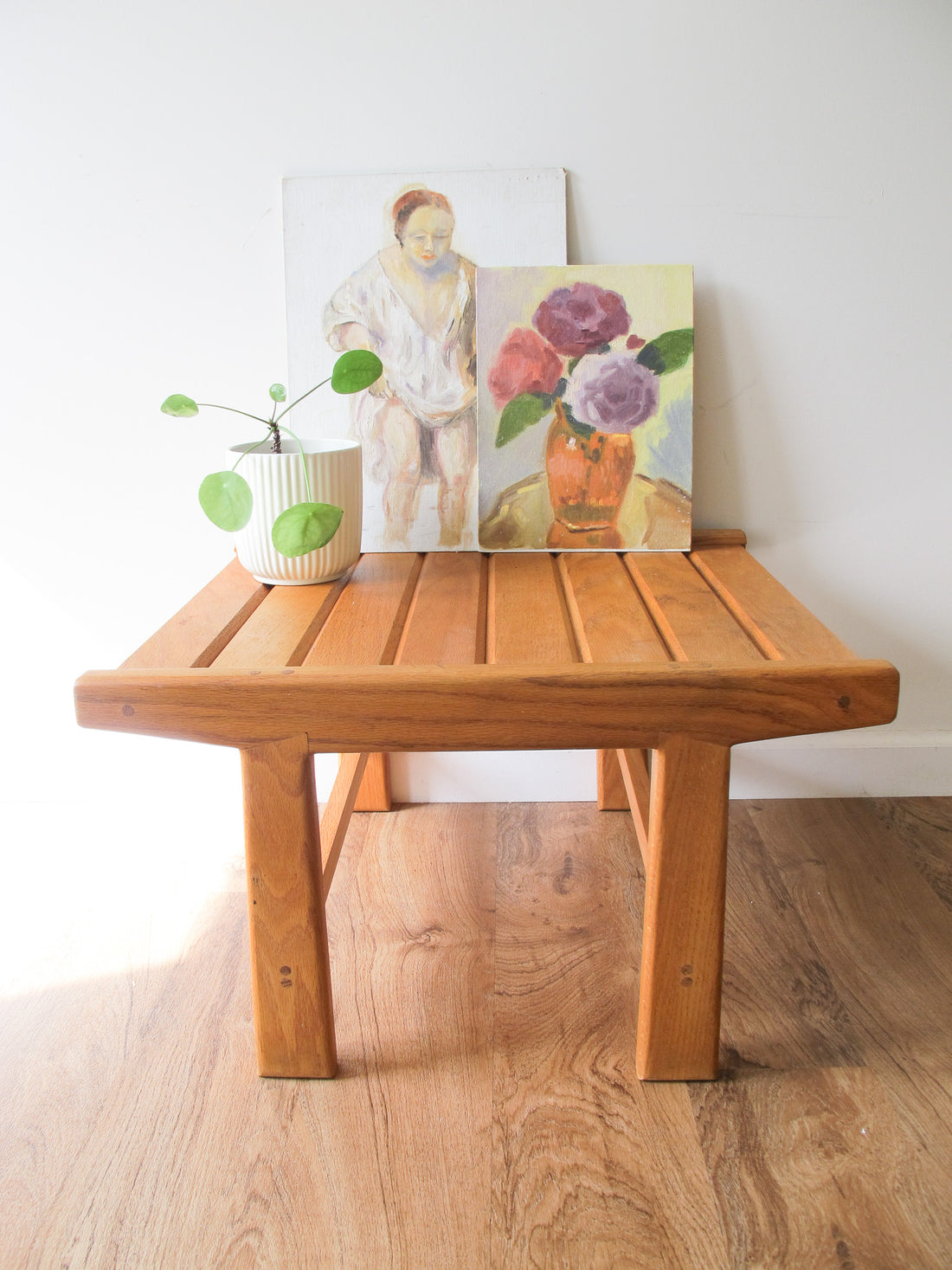 Wood Slat Bench Table Japanese Antique Vintage